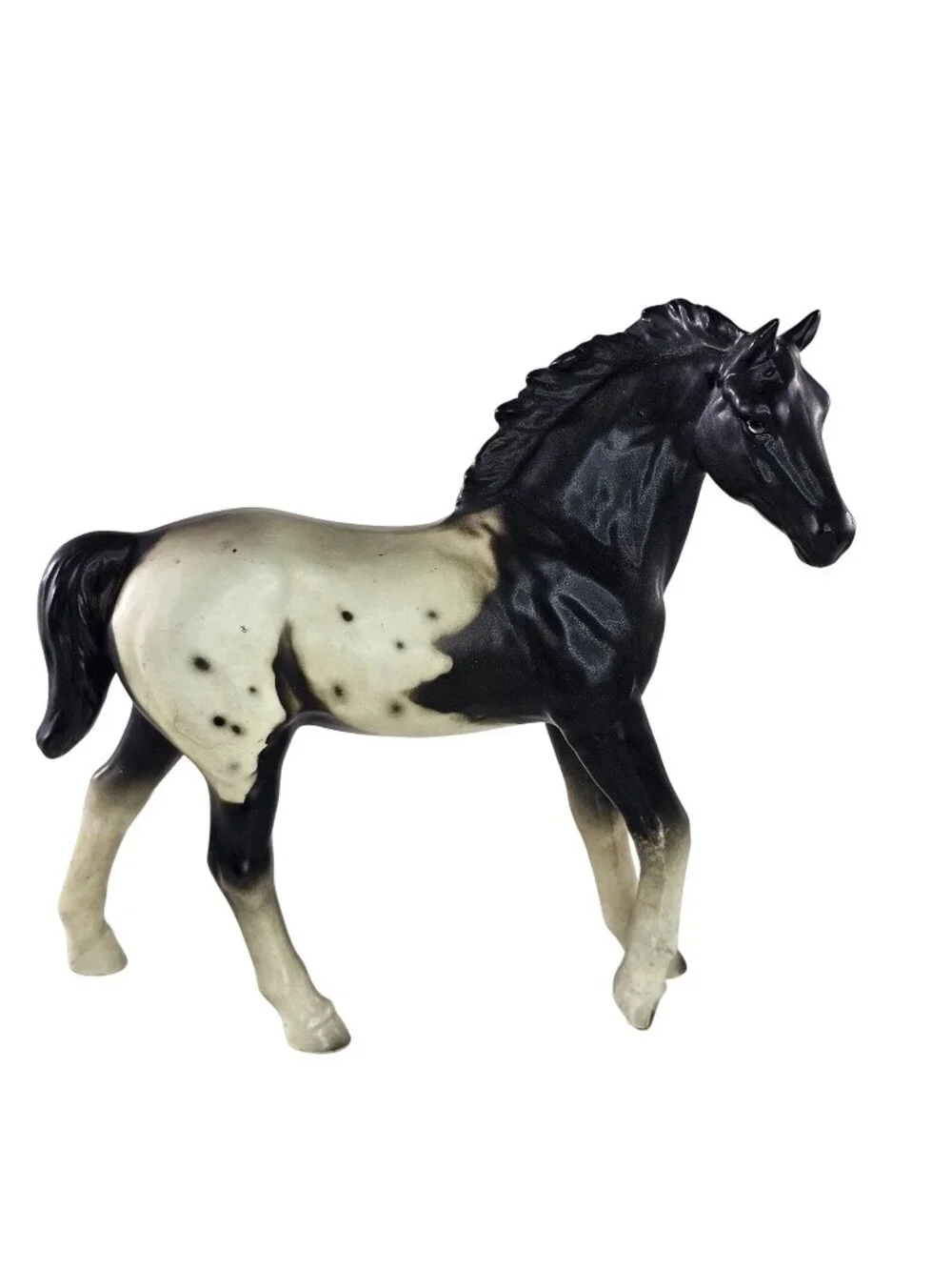 Vintage Ucagco Ceramics Japan Appaloosa Porcelain Horse Figurine Black White